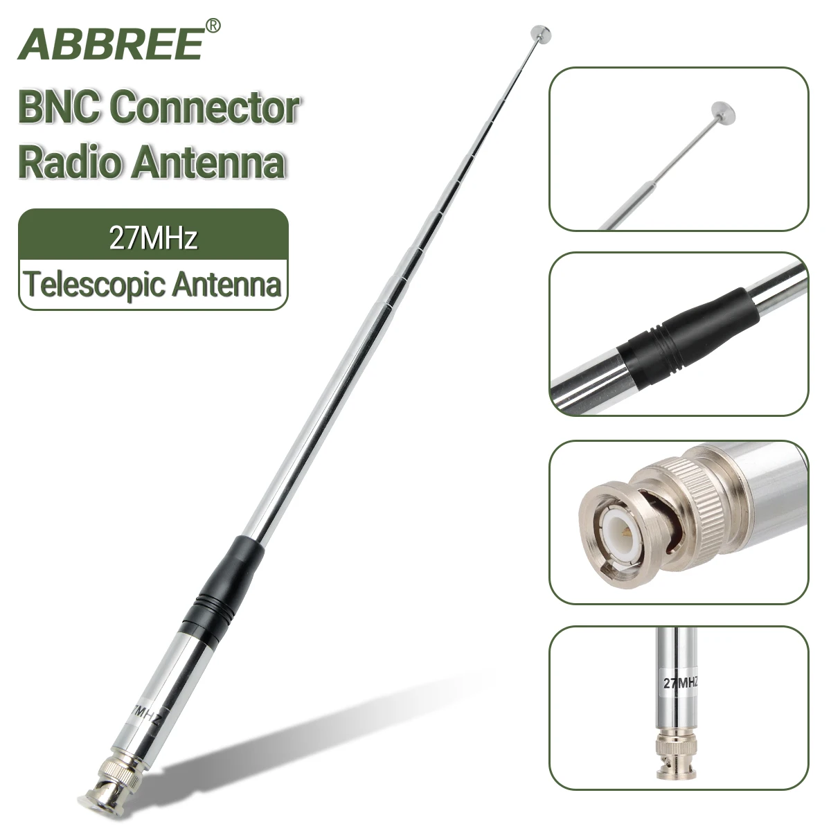 ABBREE 27MHz SMA-Female/SMA-Male/BNC Handheld Telescopic CB Antenna For Quansheng UV-K5 UV-K5(8) baofeng UV-K61 Walkie Talkie