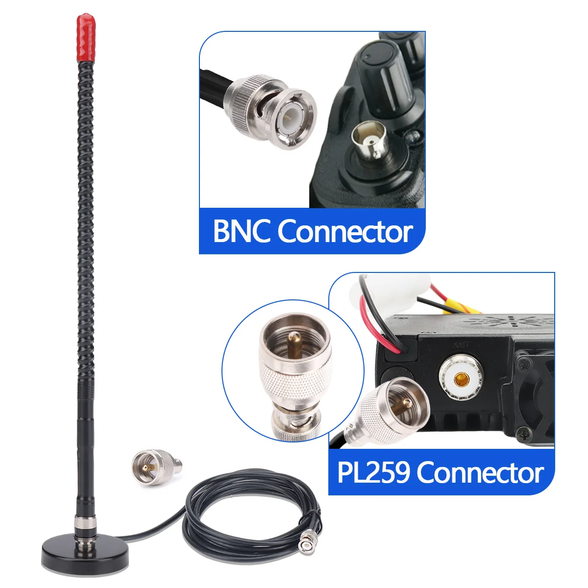 ABBREE 27MHz SMA-Female/SMA-Male/BNC Handheld Telescopic CB Antenna For Quansheng UV-K5 UV-K5(8) baofeng UV-K61 Walkie Talkie