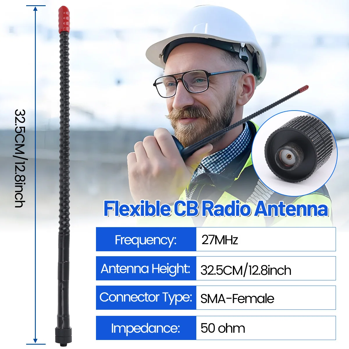 ABBREE 27MHz SMA-Female/SMA-Male/BNC Handheld Telescopic CB Antenna For Quansheng UV-K5 UV-K5(8) baofeng UV-K61 Walkie Talkie