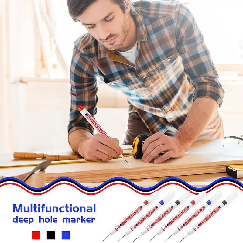 New 20mm Deep Hole Long Nib Head Markers For Metal Perforating Pen Waterproof Bathroom Woodworking Decoration Multi-Purpose Tool