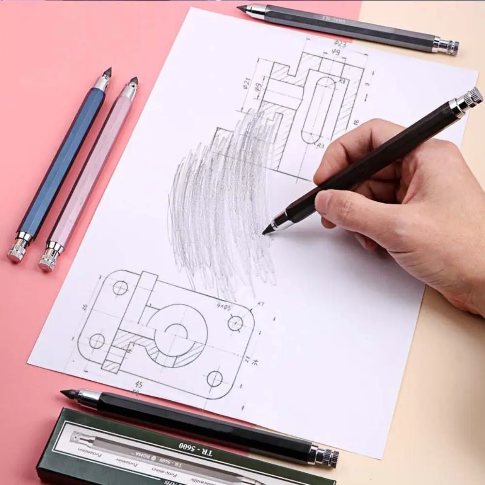 5.6mm Mechanical Pencil Metal 2B/4B/6B/8B Pencil Refill Automatic Pencil Sketch Comics Design Drawing Writing Tool Sketch Pencil