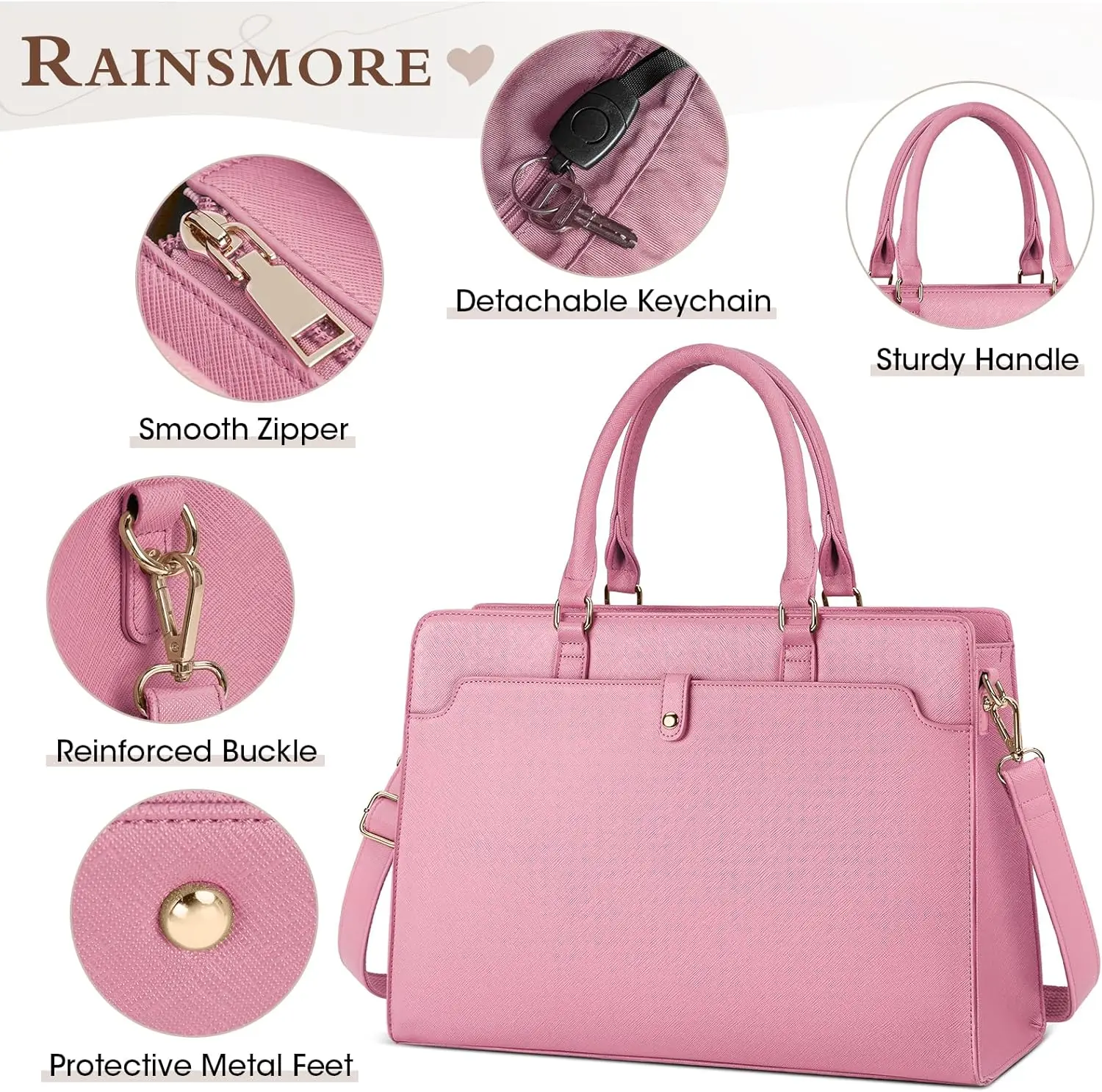 Large Capacity Laptop Bag for Women 15.6 Inch Laptop Tote Bag Leather Work Bag Waterproof Briefcase Business Office Computer Bag