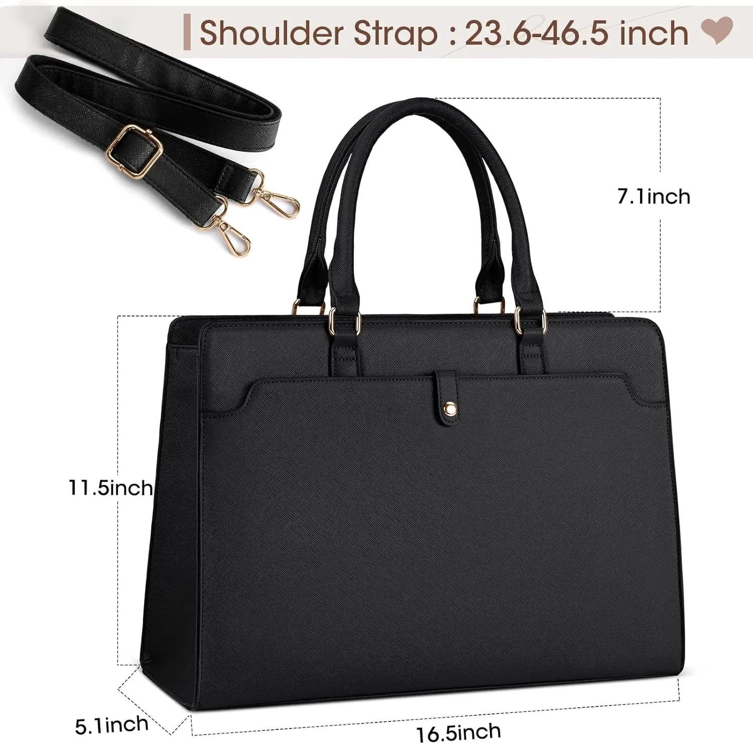 Large Capacity Laptop Bag for Women 15.6 Inch Laptop Tote Bag Leather Work Bag Waterproof Briefcase Business Office Computer Bag
