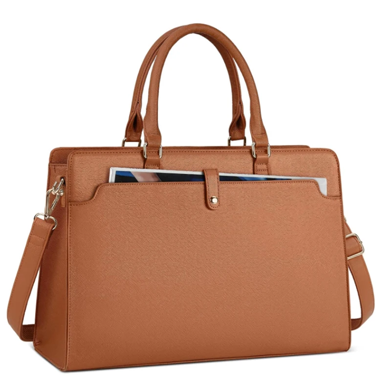Large Capacity Laptop Bag for Women 15.6 Inch Laptop Tote Bag Leather Work Bag Waterproof Briefcase Business Office Computer Bag