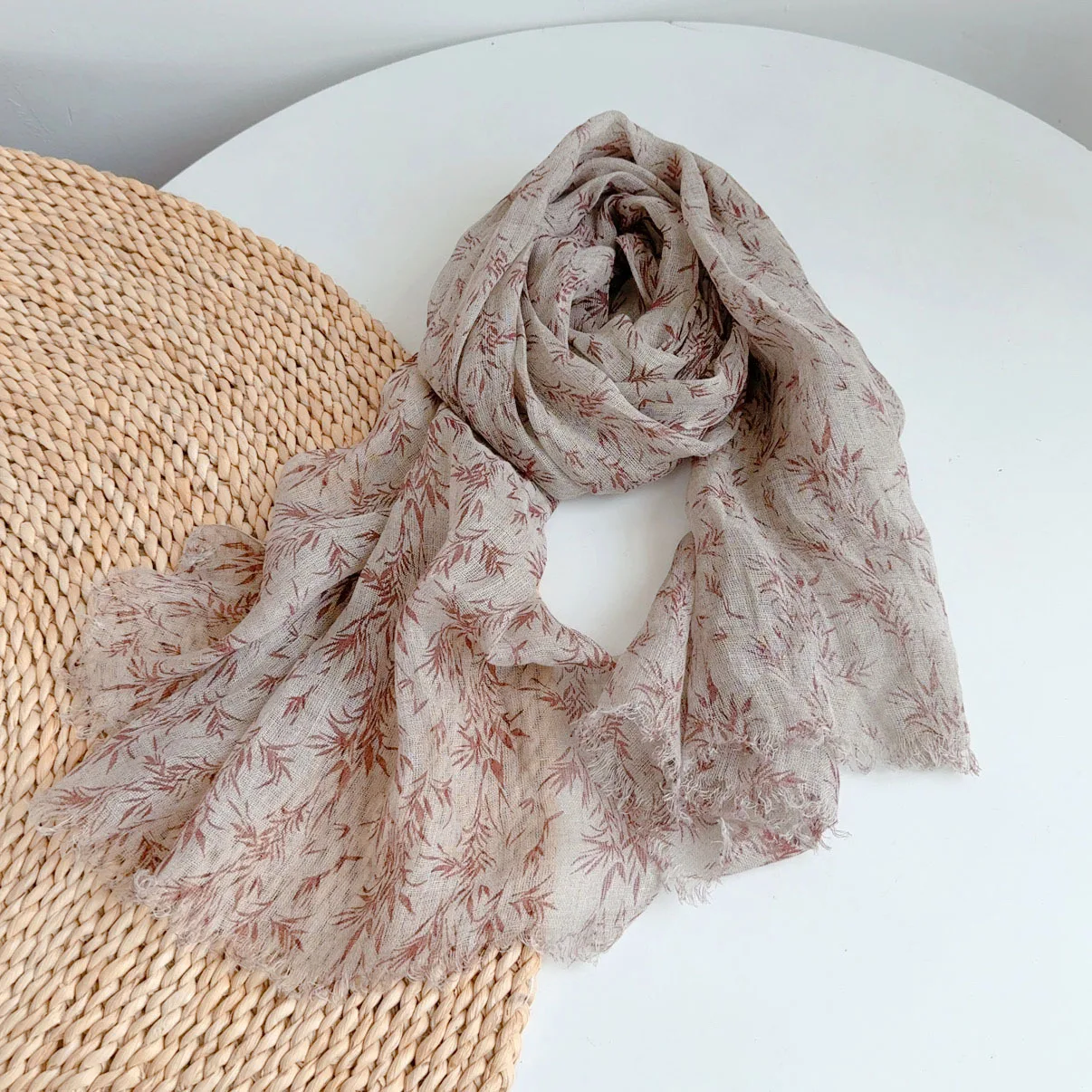 Spring and Summer 100% Linen Polka Dot Lightweight Breathable Sunscreen Scarf Shawl