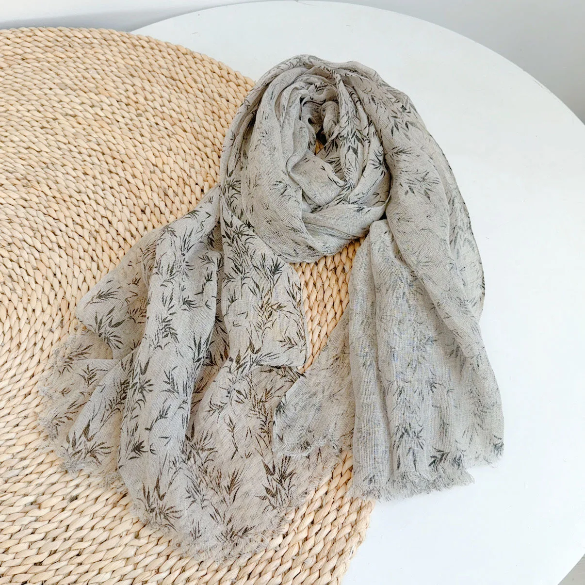 Spring and Summer 100% Linen Polka Dot Lightweight Breathable Sunscreen Scarf Shawl