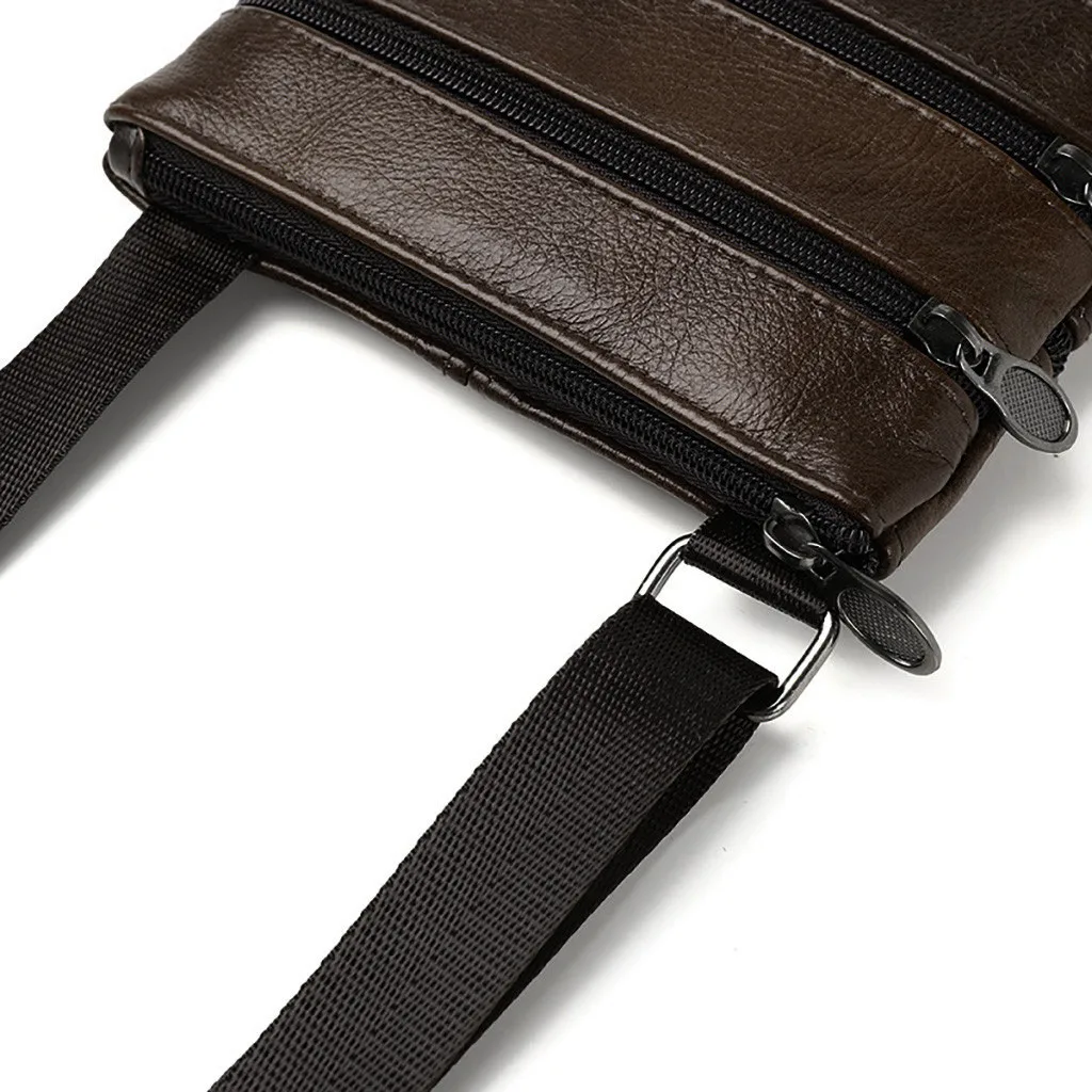 Men Fashion Leather Shoulder Bags Daily Commute Business Casual Messenger Bag Multiple Pockets Zipper Soft Shoulder Bags