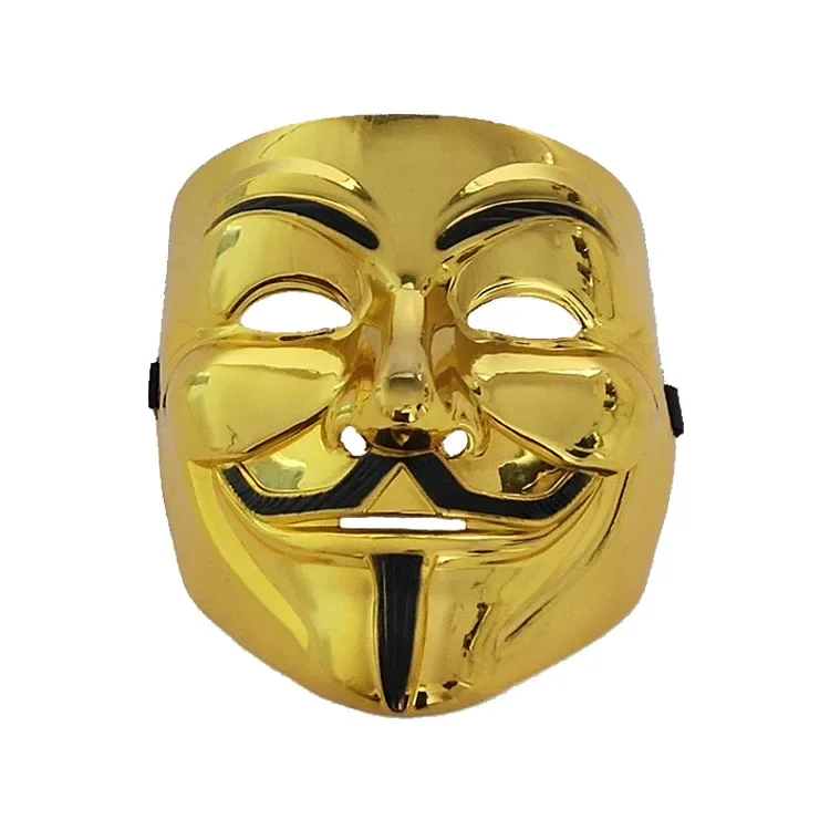 V For Vendetta Mask Killer Guy Fawkes Bronze Gold Masks Halloween Masquerade Silver Mask Movie Cosplay Masques Supplies