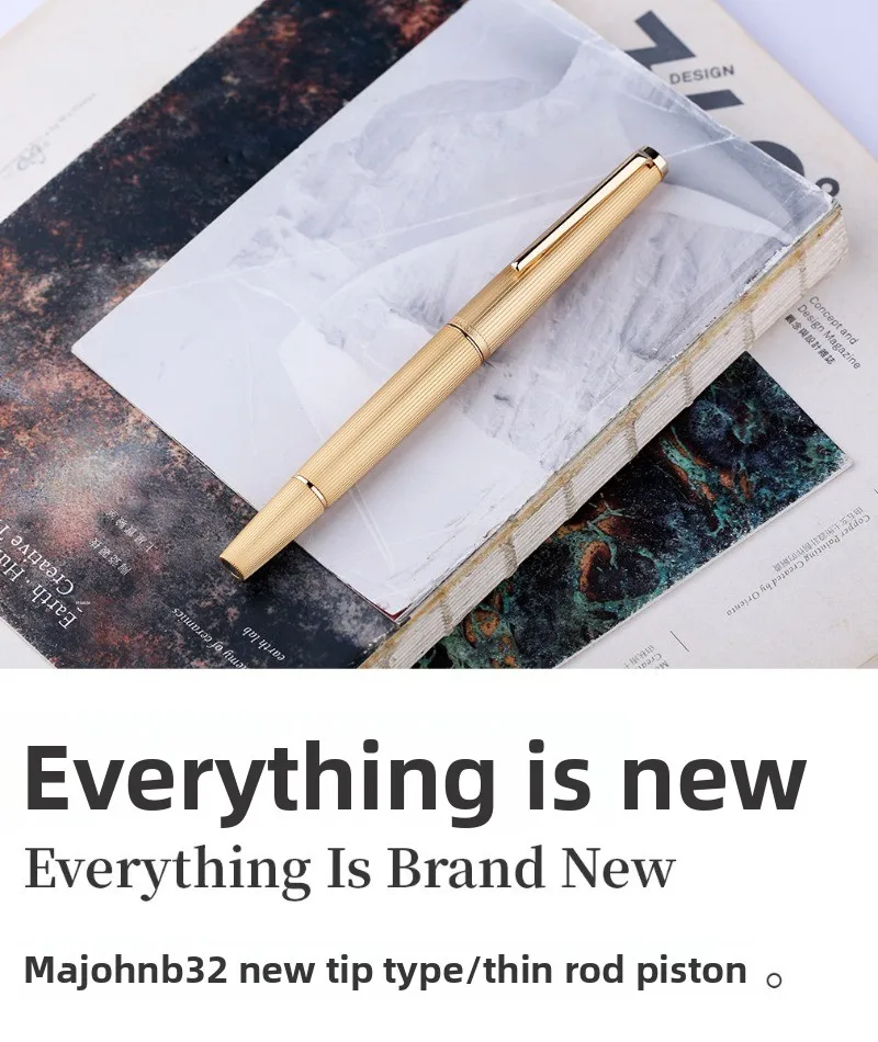 Limited MAJOHN B32 Metal Strive Piston Fountain Pen with Butterfly F Tip Iridium Writing Ink Pen PK JINHAO 59 School Supplies
