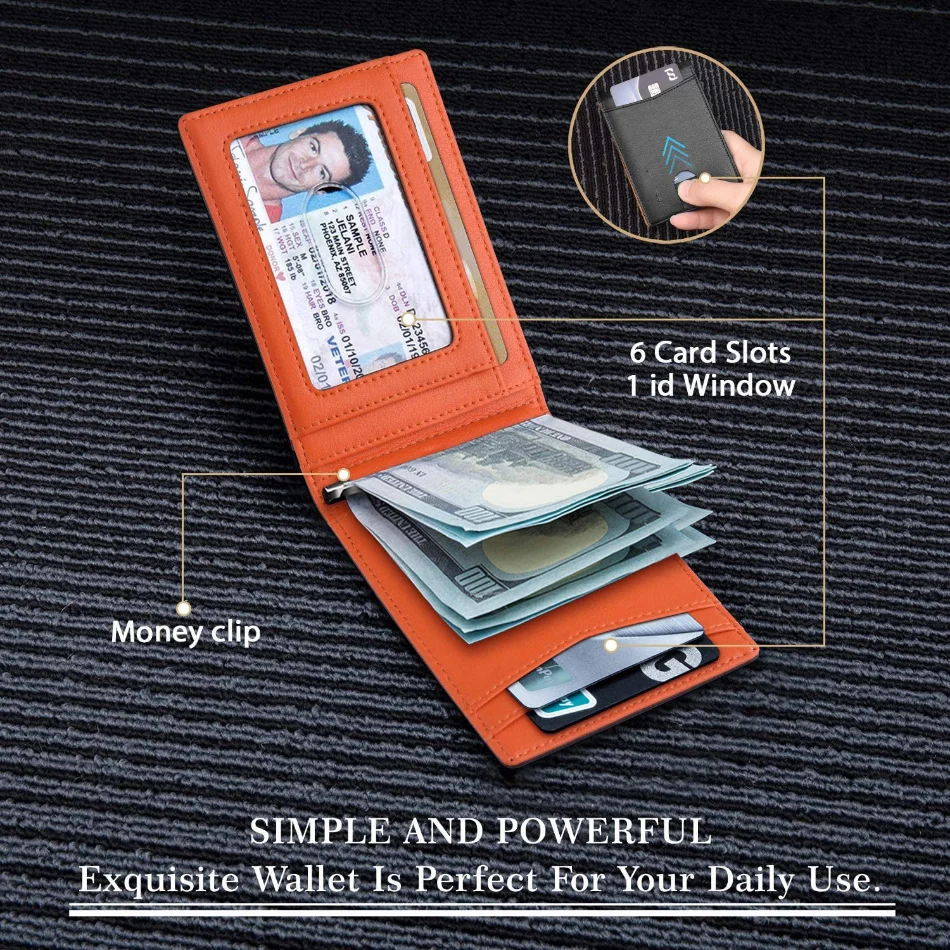 Rfid Credit Card Holder Men Wallets Money Clip Luxury Slim Thin Mini Wallet Business Male Small Short Minimalist Billfold Vallet