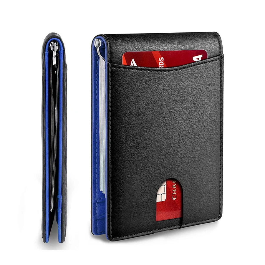 Rfid Credit Card Holder Men Wallets Money Clip Luxury Slim Thin Mini Wallet Business Male Small Short Minimalist Billfold Vallet
