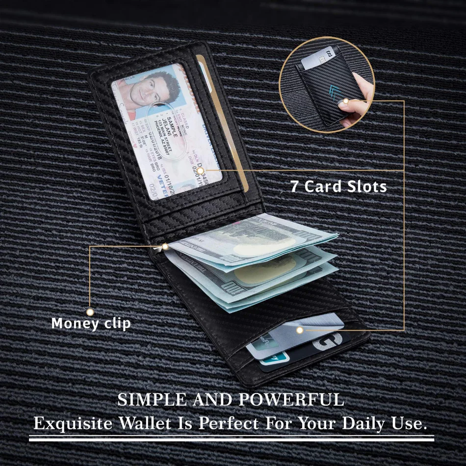 Rfid Credit Card Holder Men Wallets Money Clip Luxury Slim Thin Mini Wallet Business Male Small Short Minimalist Billfold Vallet