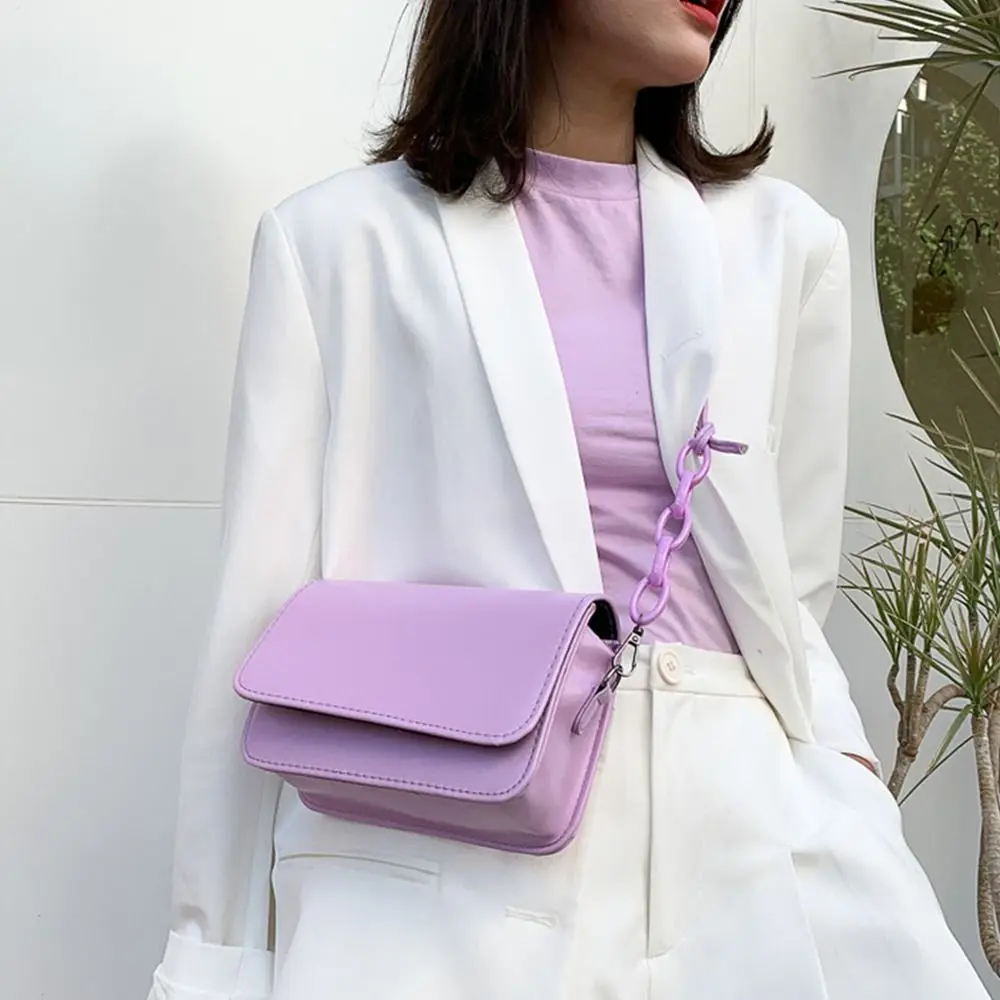Women Acrylic Chain Crossbody Bags Trend Vintage Fashion Female Shoulder Tote Bag Lady Leather Handbag