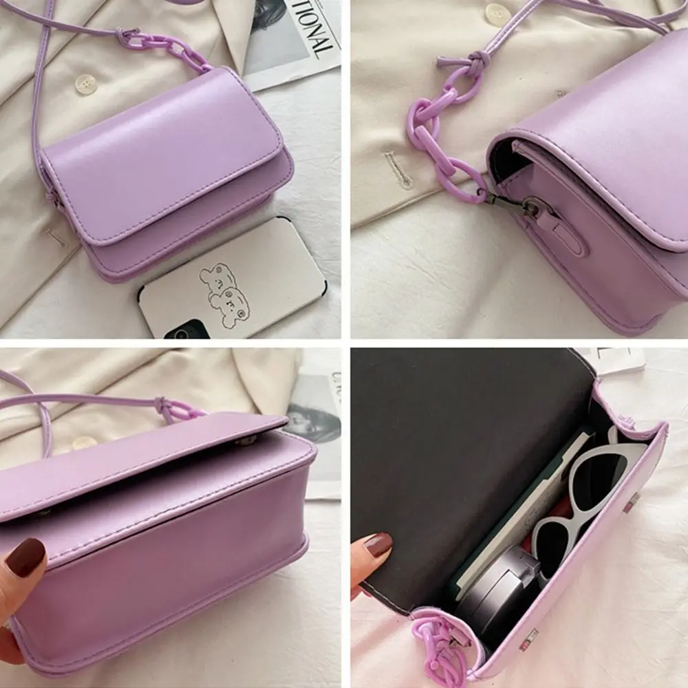 Women Acrylic Chain Crossbody Bags Trend Vintage Fashion Female Shoulder Tote Bag Lady Leather Handbag