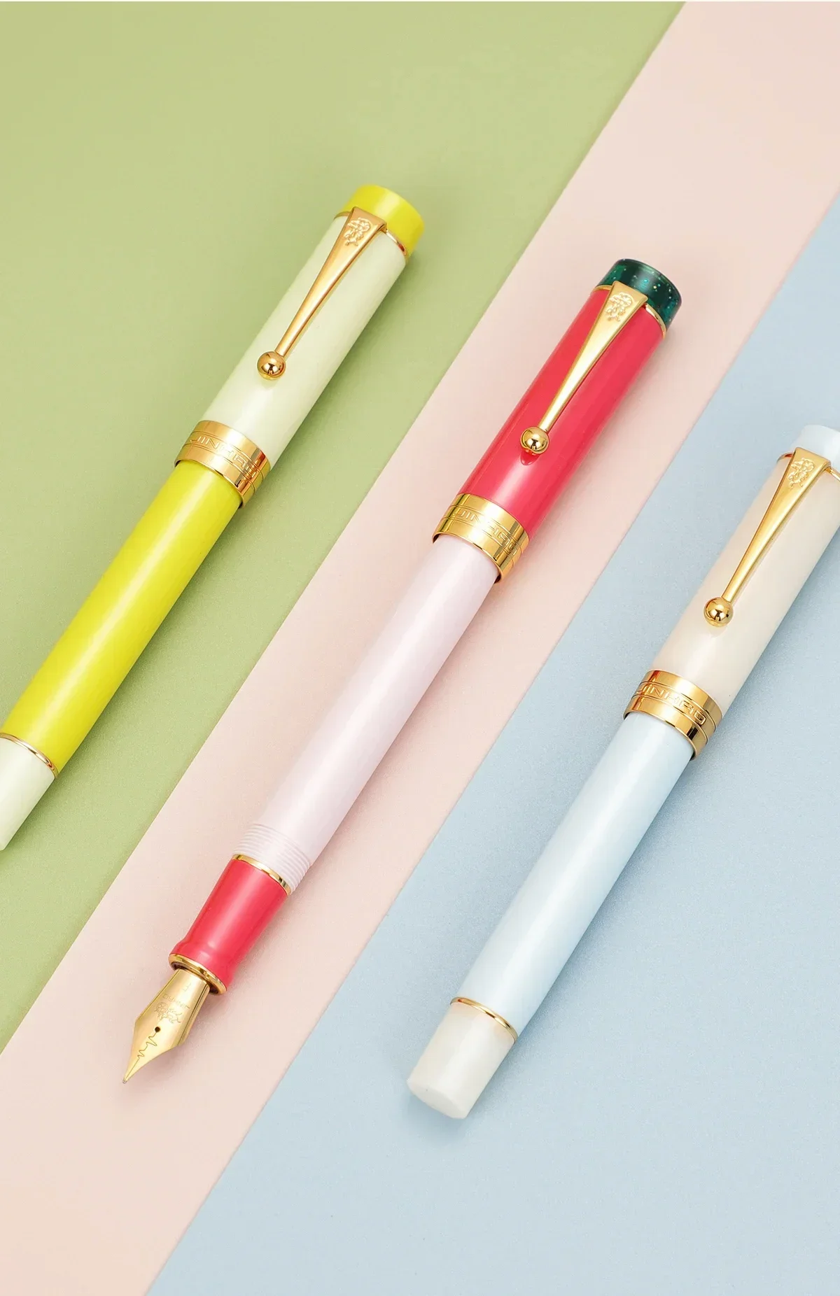 Jinhao 100 Centennial Fountain Pen Resin Luxury Pens Green Color F/M Classic Nib Writing Pen Stationery Office School Supplies