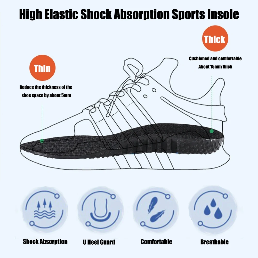 EVA Sport Orthopedic Insoles for Shoes Sole Shock Absorption Breathable Cushion Running Insoles for Feet Man Women Shoe Pads
