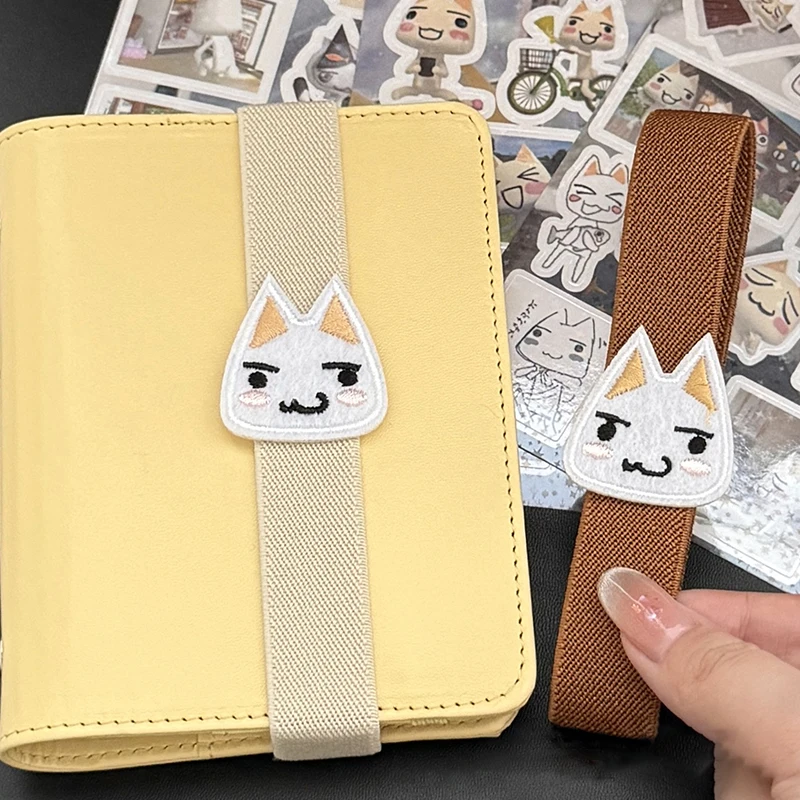 Cartoon Kitten Notebook Decoration Straps Elastic Loose-leaf Notebook Band Binding Rope Binder Strap Notebook Strap