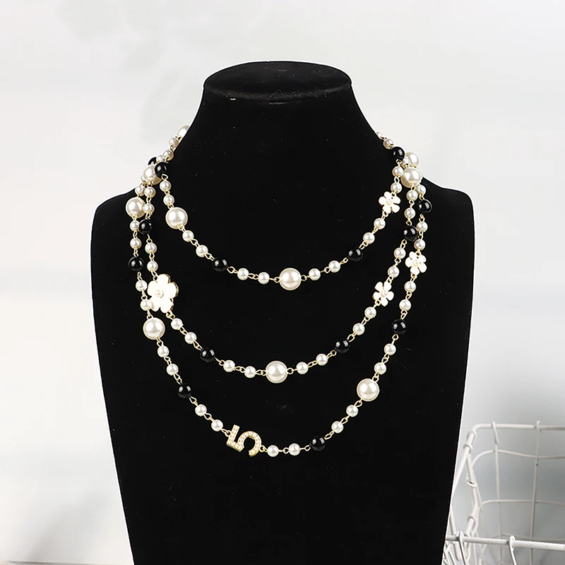 Classic Exquisite Pearl Long Sweater Necklace Fashion Lady Party Wedding Crystal Jewelry