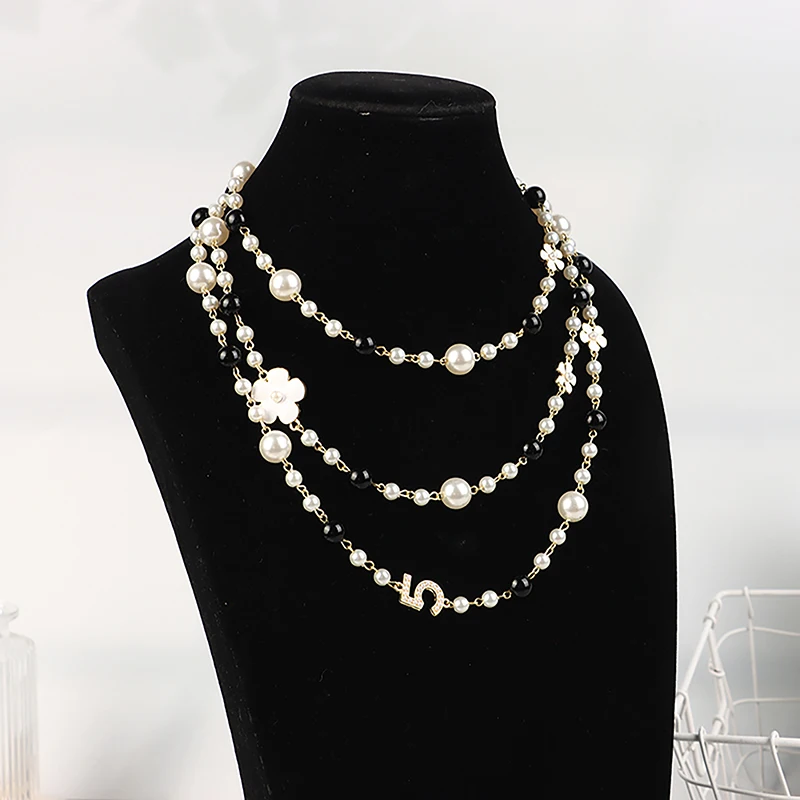 Classic Exquisite Pearl Long Sweater Necklace Fashion Lady Party Wedding Crystal Jewelry