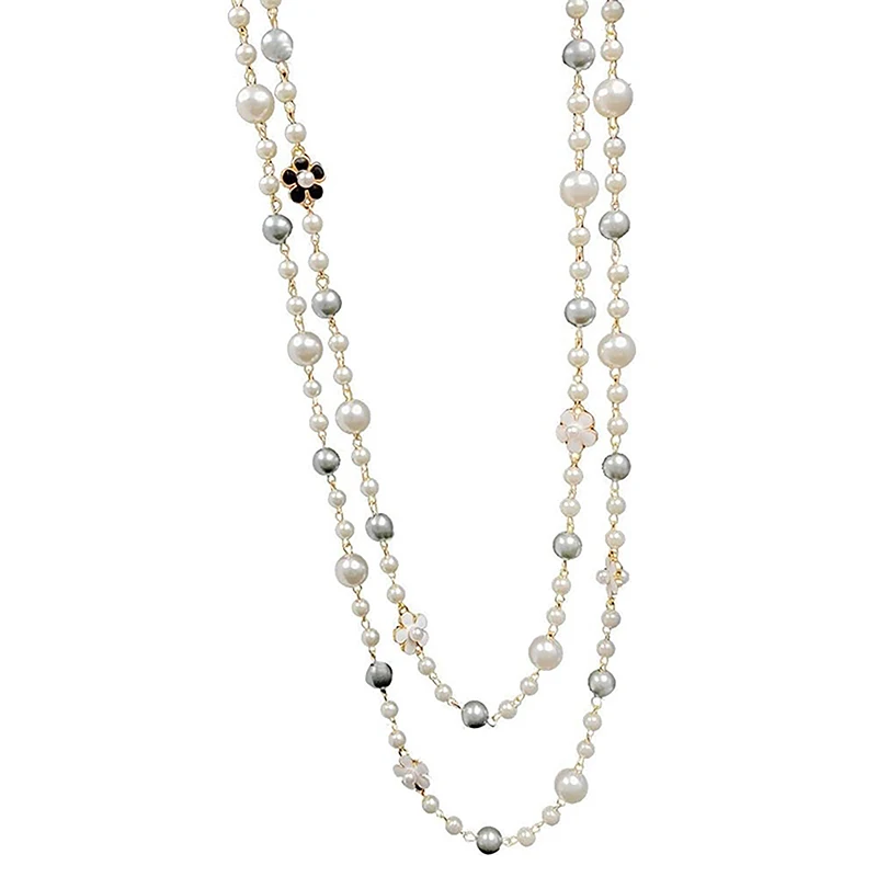 Classic Exquisite Pearl Long Sweater Necklace Fashion Lady Party Wedding Crystal Jewelry
