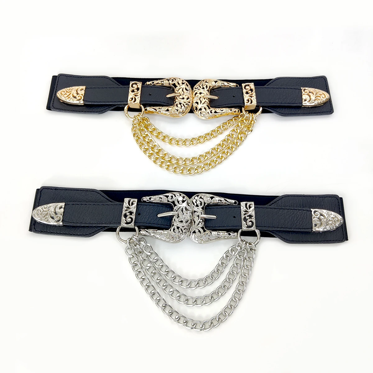Designer Belts For Women High Quality Luxury Tassel Gold Chain Punk Y2K Silver Stretch Cummerbunds Elastic Waistband Corset