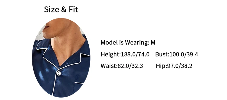Mens two piece pajama set satin casual comfortable pijama button pocket short sleeve shirt with shorts Pajamas sleepwear for Men