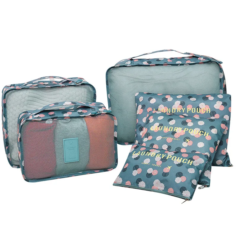 6 PCS Travel Storage Bag Set for Clothes Tidy Organizer Wardrobe Suitcase Pouch Travel Organizer Bag Case Shoes Packing Cube Bag