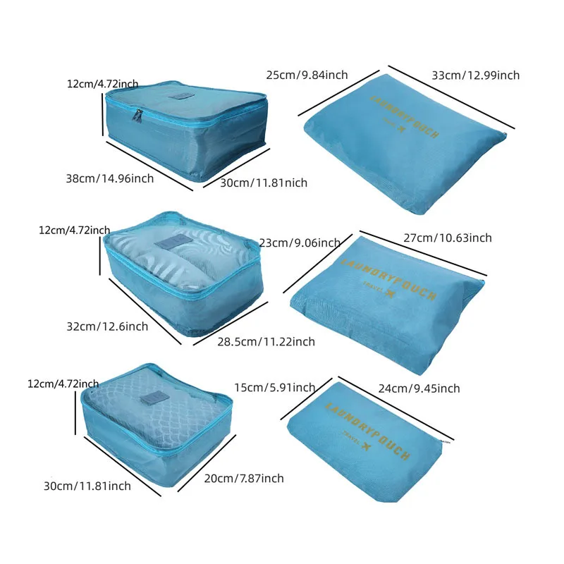 6 PCS Travel Storage Bag Set for Clothes Tidy Organizer Wardrobe Suitcase Pouch Travel Organizer Bag Case Shoes Packing Cube Bag