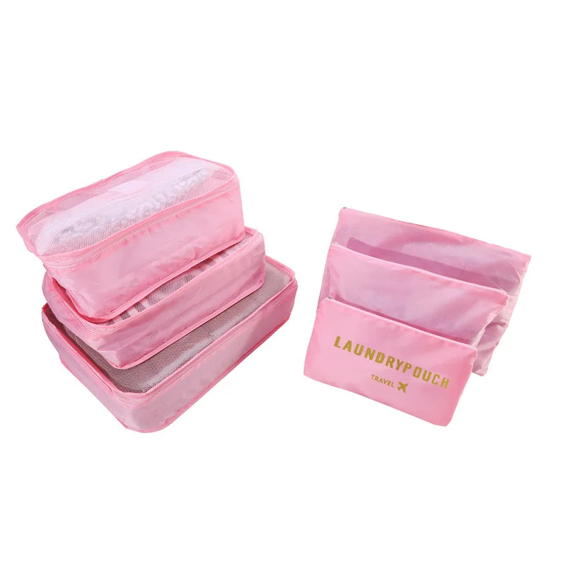 6 PCS Travel Storage Bag Set for Clothes Tidy Organizer Wardrobe Suitcase Pouch Travel Organizer Bag Case Shoes Packing Cube Bag