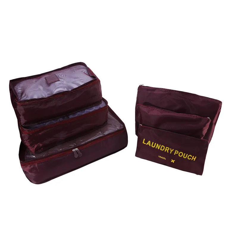 6 PCS Travel Storage Bag Set for Clothes Tidy Organizer Wardrobe Suitcase Pouch Travel Organizer Bag Case Shoes Packing Cube Bag