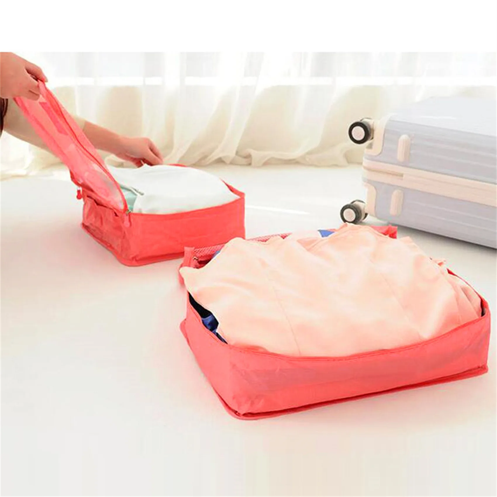 6 PCS Travel Storage Bag Set for Clothes Tidy Organizer Wardrobe Suitcase Pouch Travel Organizer Bag Case Shoes Packing Cube Bag