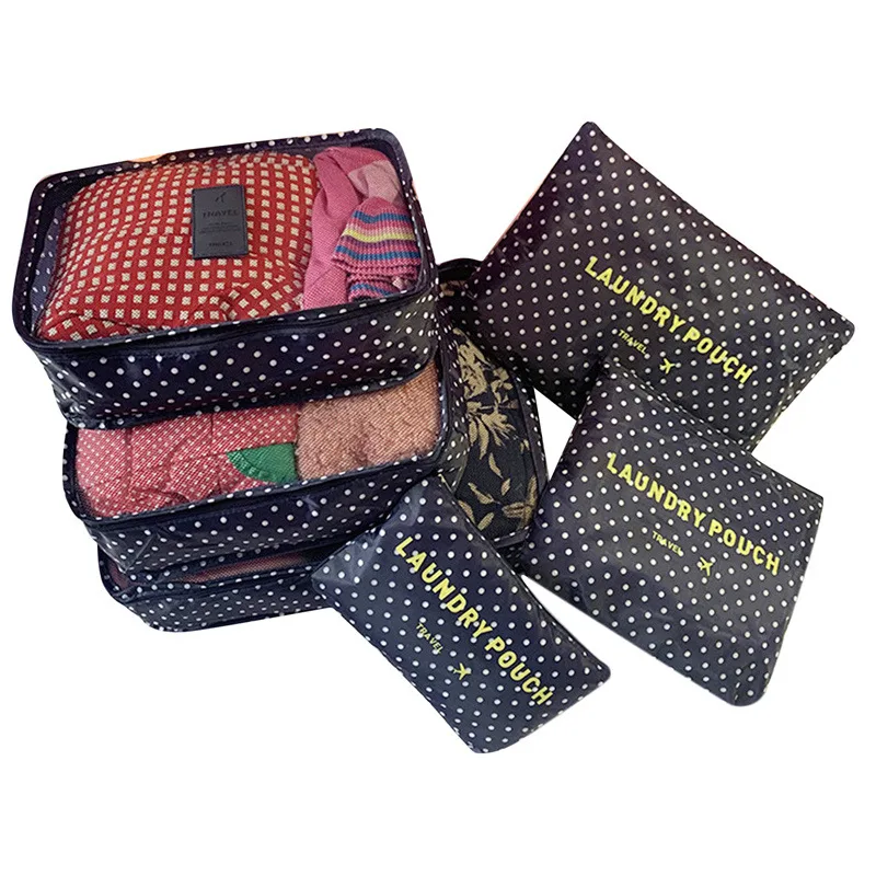 6 PCS Travel Storage Bag Set for Clothes Tidy Organizer Wardrobe Suitcase Pouch Travel Organizer Bag Case Shoes Packing Cube Bag