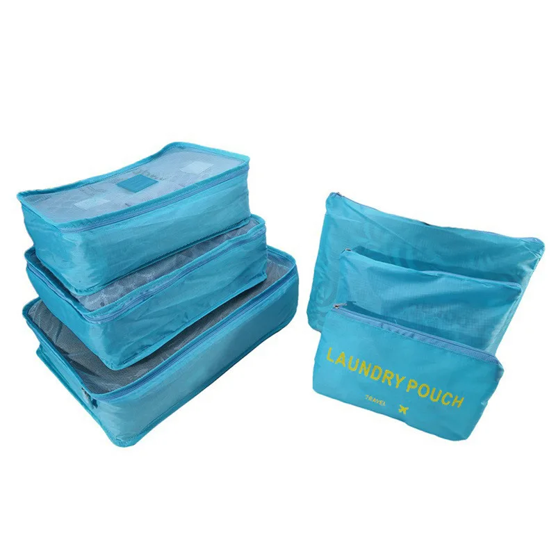 6 PCS Travel Storage Bag Set for Clothes Tidy Organizer Wardrobe Suitcase Pouch Travel Organizer Bag Case Shoes Packing Cube Bag