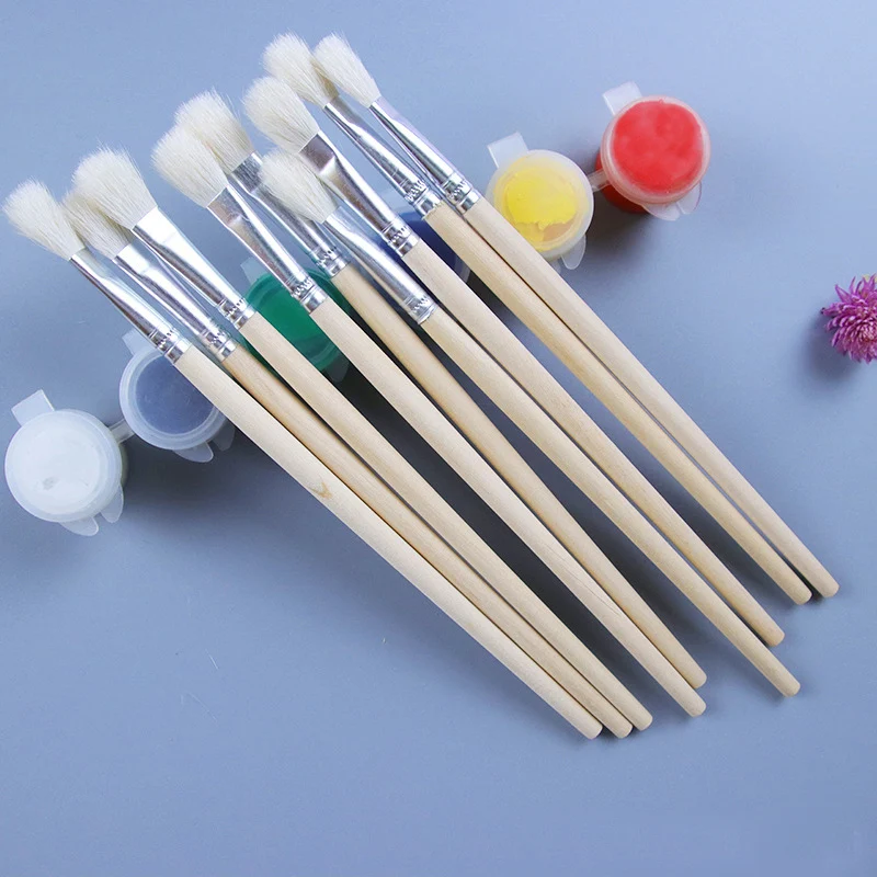 10 Pcs/lot Wool Hair Paintbrush Wood Holder Painting Brush Watercolor Oil Powder Paintings Brush Wholesale of Art Supplies