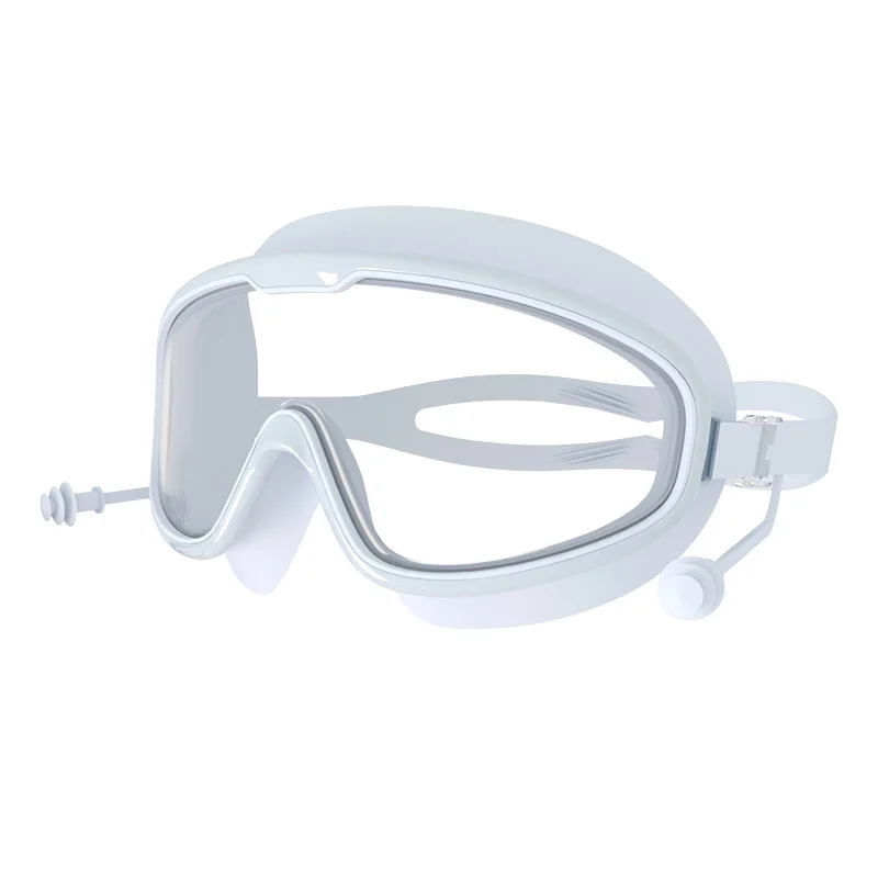 Professional Anti Fog Swimming Goggles with Earplugs Wide View Big Frame Diving Eyewear for Swimming Pool Durable Dive Glasses