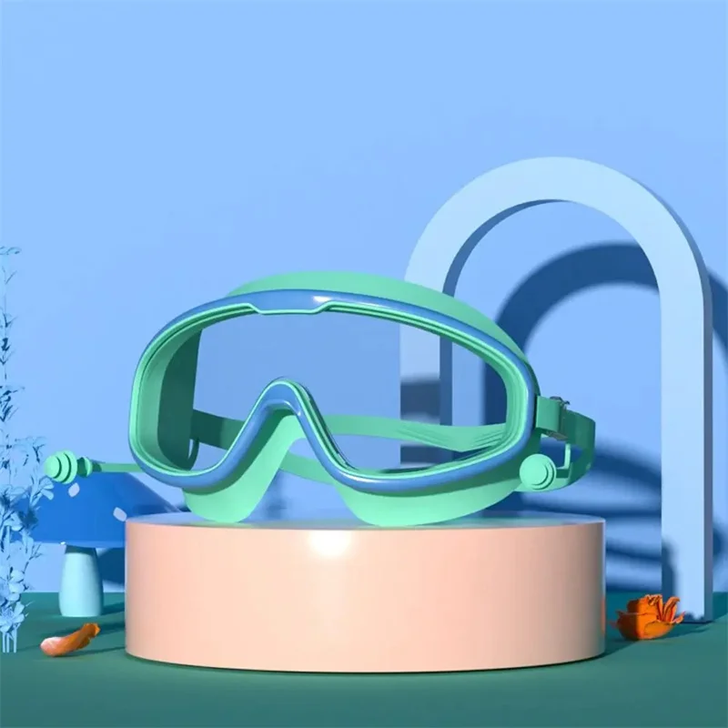 Professional Anti Fog Swimming Goggles with Earplugs Wide View Big Frame Diving Eyewear for Swimming Pool Durable Dive Glasses