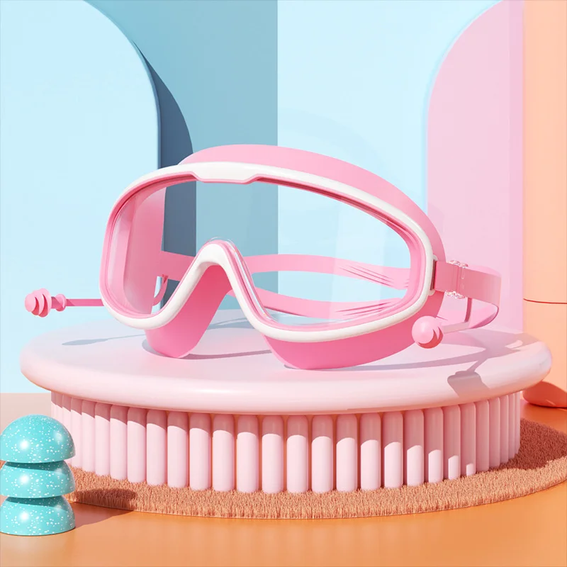 Professional Anti Fog Swimming Goggles with Earplugs Wide View Big Frame Diving Eyewear for Swimming Pool Durable Dive Glasses