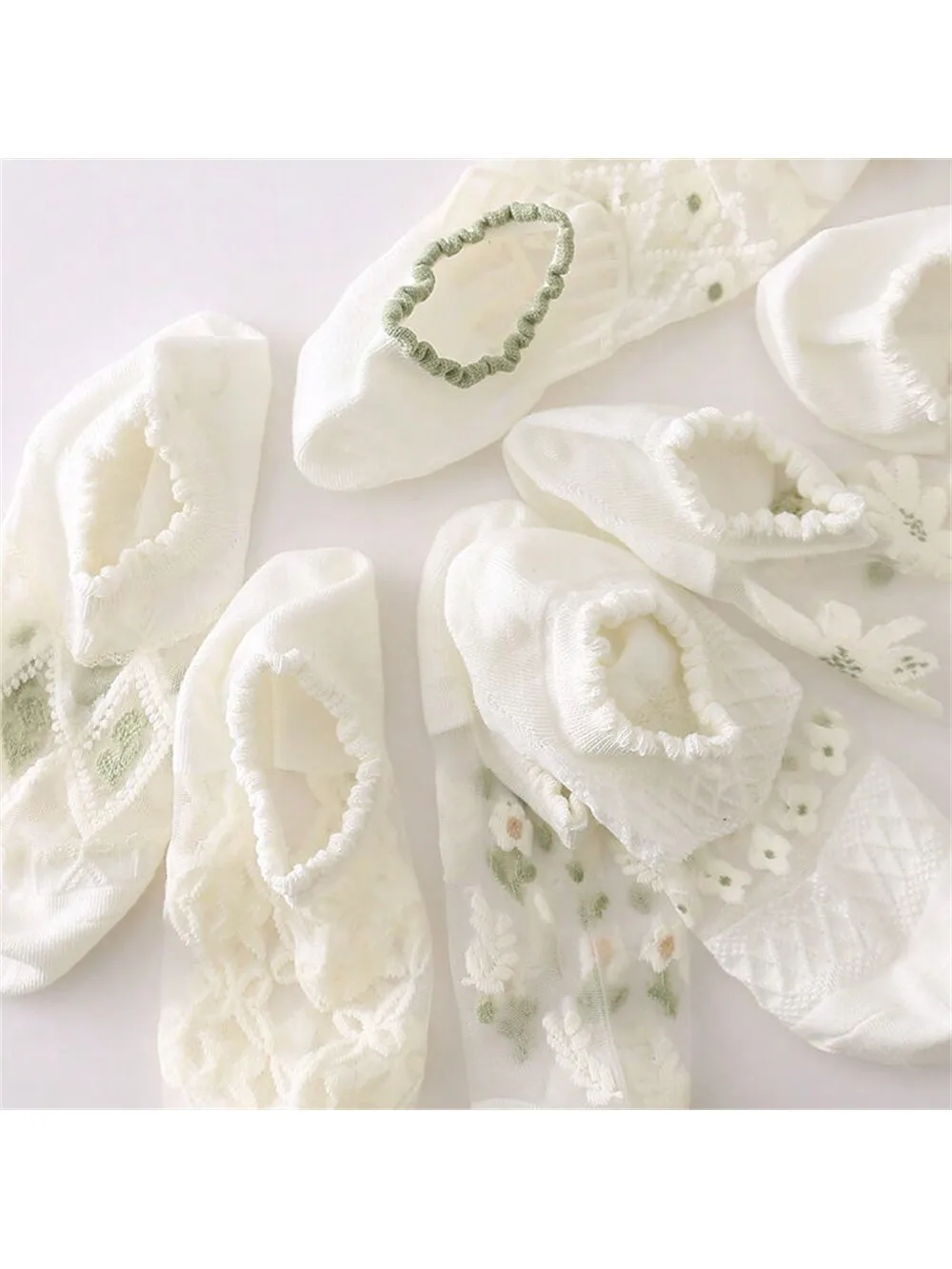 Randomly 5 pairs of summer women's socks ultra-thin crystal silk socks invisible socks breathable short socks hollow socks