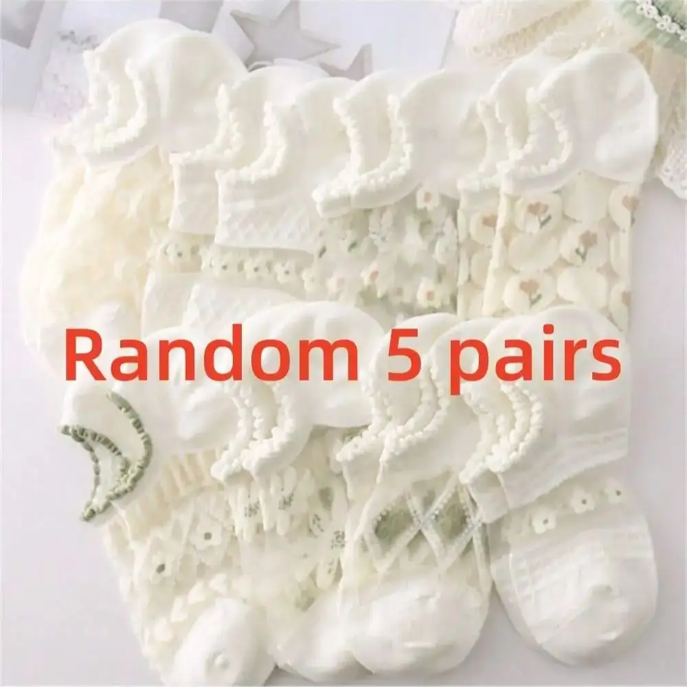 Randomly 5 pairs of summer women's socks ultra-thin crystal silk socks invisible socks breathable short socks hollow socks