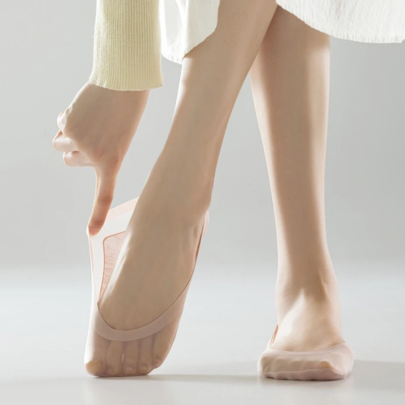 Women Socks Girl Lady Spring Summer Thin Ice Silk Non-slip Do Not Fall Off Sweat-absorbing Traceless Breathable Invisible Socks