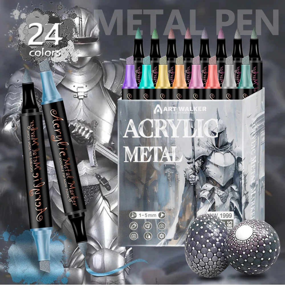 12/24 Colors Set Double Head Point Pen Acrylic Propylene Metal Marker Pen Hand Account Paintings Fine Arts Brush For Cardboard