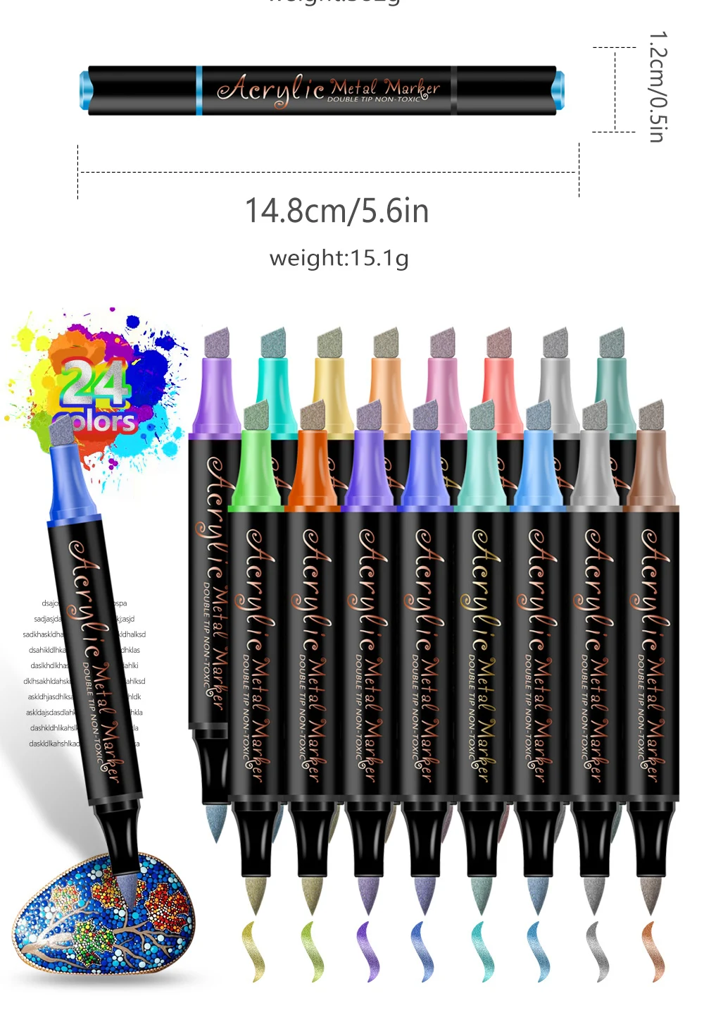 12/24 Colors Set Double Head Point Pen Acrylic Propylene Metal Marker Pen Hand Account Paintings Fine Arts Brush For Cardboard