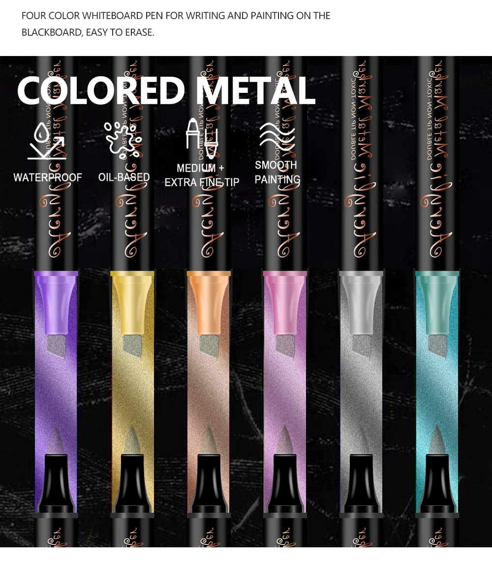 12/24 Colors Set Double Head Point Pen Acrylic Propylene Metal Marker Pen Hand Account Paintings Fine Arts Brush For Cardboard
