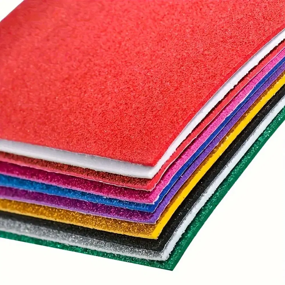 Pack of 10 A4 Glitter Foam Sheets Glitter Self-Adhesive, Backing Paper, Handmade Art Decoration