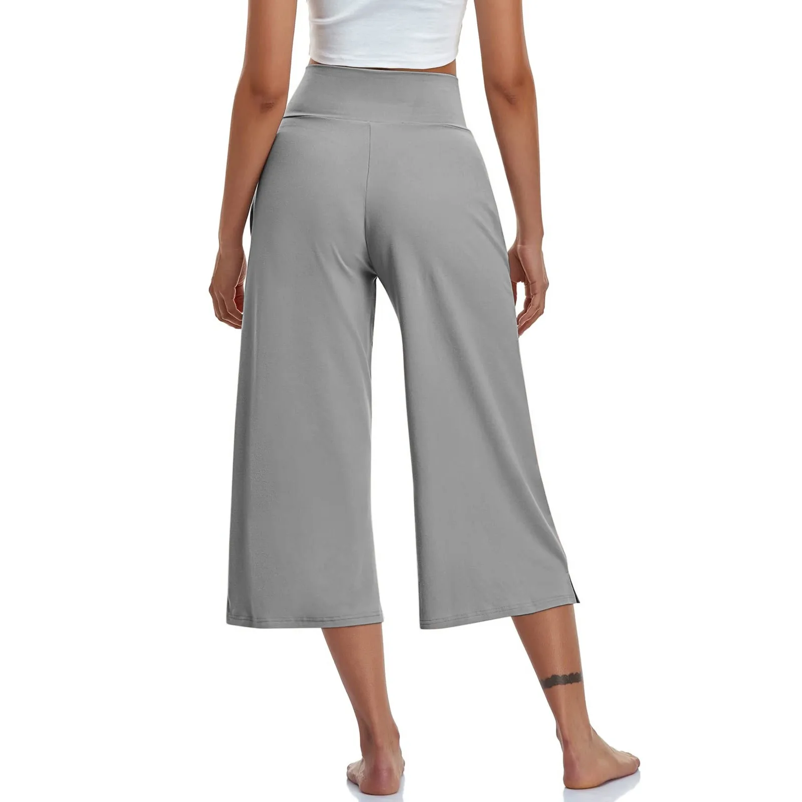 Summer Sports Pants Women'S Elastic High Waisted Casual Pants 3/4 Long Pants Solid Color Slim Fit Capris Yoga Pants Jogging Pant