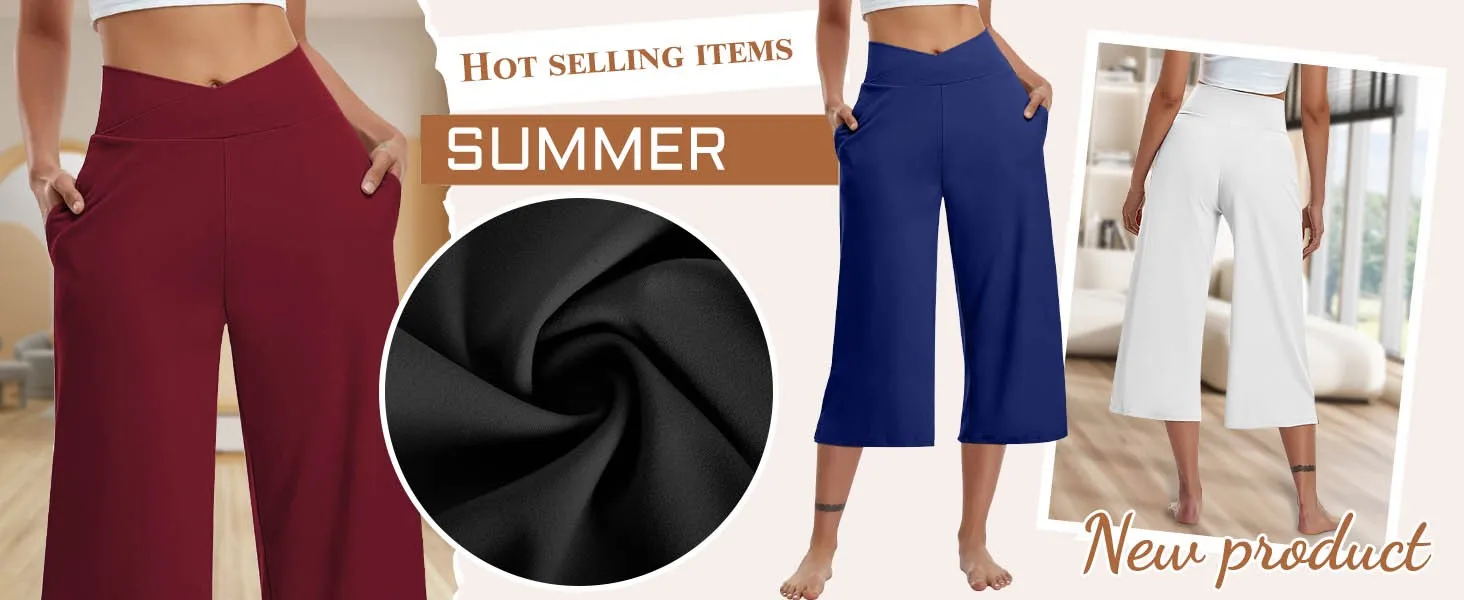 Summer Sports Pants Women'S Elastic High Waisted Casual Pants 3/4 Long Pants Solid Color Slim Fit Capris Yoga Pants Jogging Pant