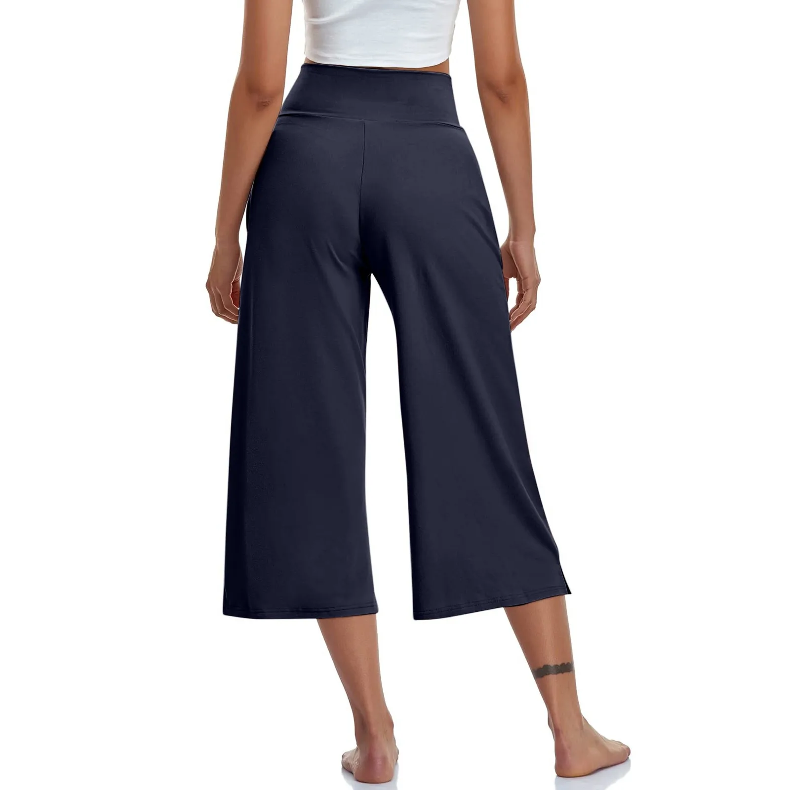 Summer Sports Pants Women'S Elastic High Waisted Casual Pants 3/4 Long Pants Solid Color Slim Fit Capris Yoga Pants Jogging Pant