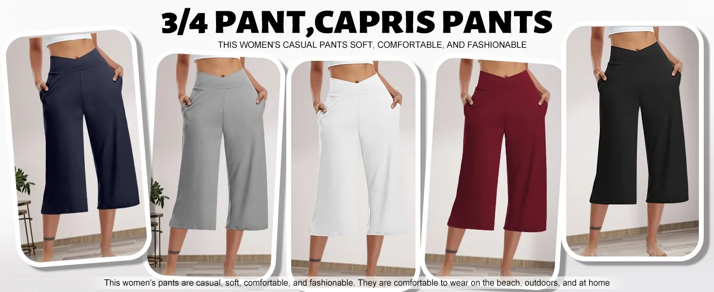 Summer Sports Pants Women'S Elastic High Waisted Casual Pants 3/4 Long Pants Solid Color Slim Fit Capris Yoga Pants Jogging Pant