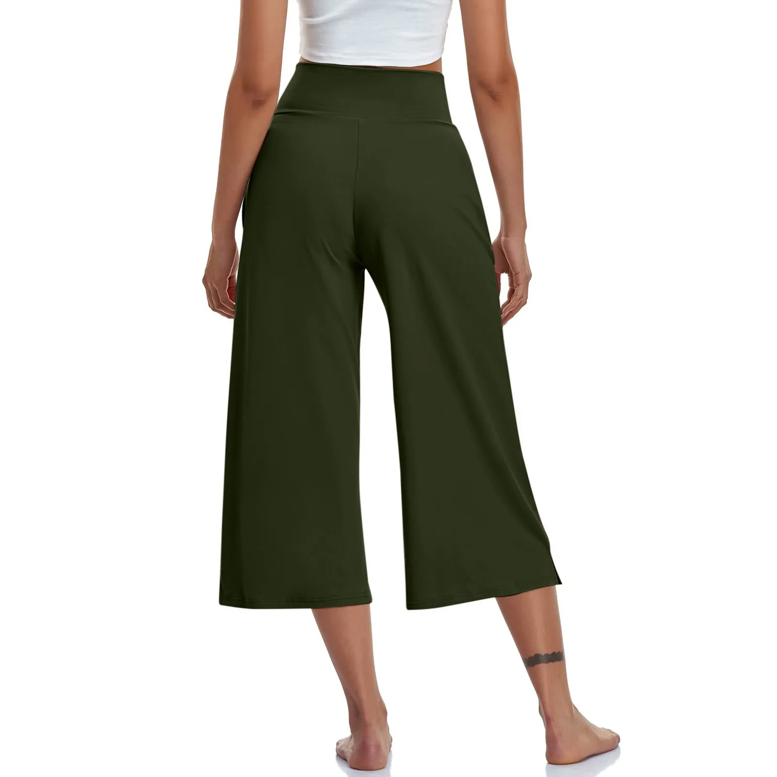 Summer Sports Pants Women'S Elastic High Waisted Casual Pants 3/4 Long Pants Solid Color Slim Fit Capris Yoga Pants Jogging Pant