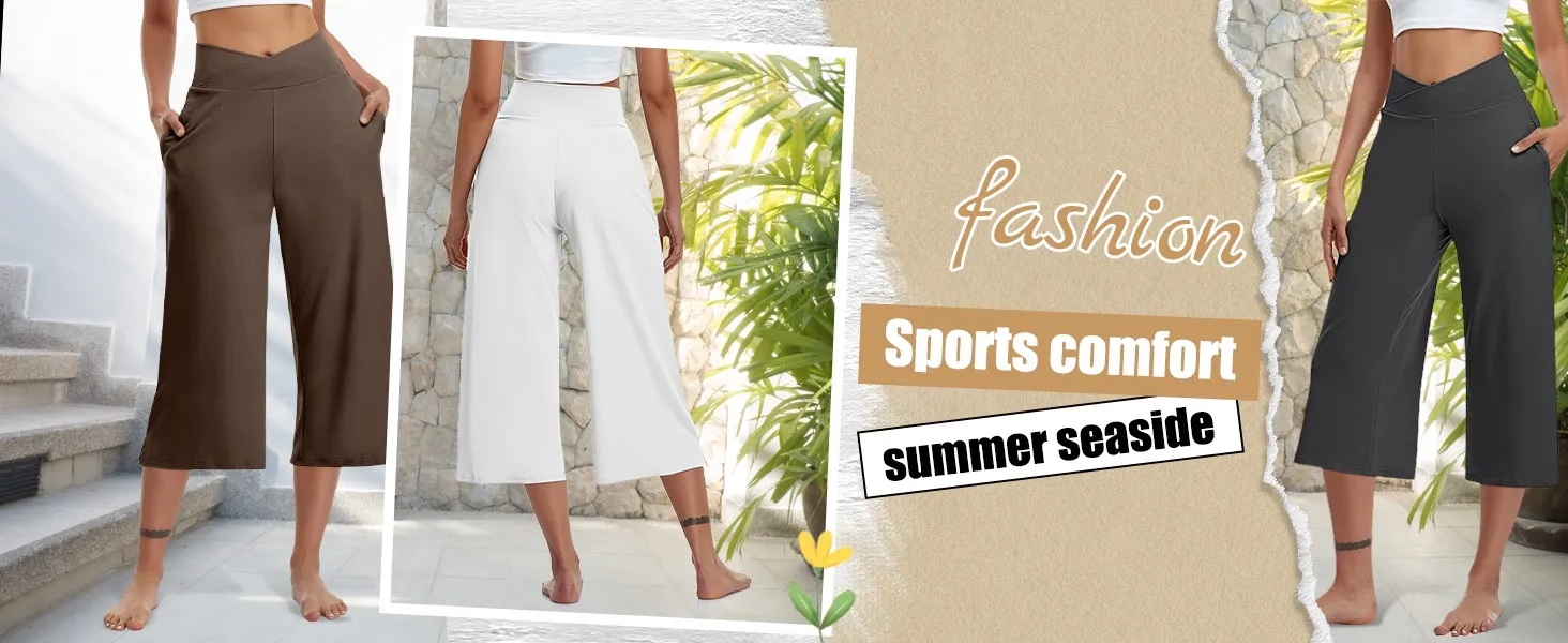 Summer Sports Pants Women'S Elastic High Waisted Casual Pants 3/4 Long Pants Solid Color Slim Fit Capris Yoga Pants Jogging Pant